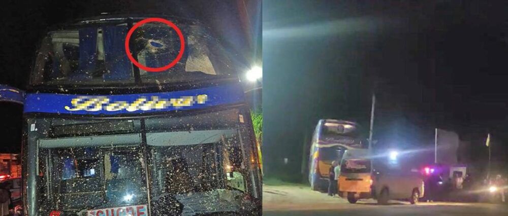 Caída de piedras impacta a un bus en la ruta antigua Santa Cruz ...